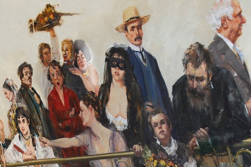 Ölgemälde mit verschiedenen Menschen und verschiedenen Emotionen